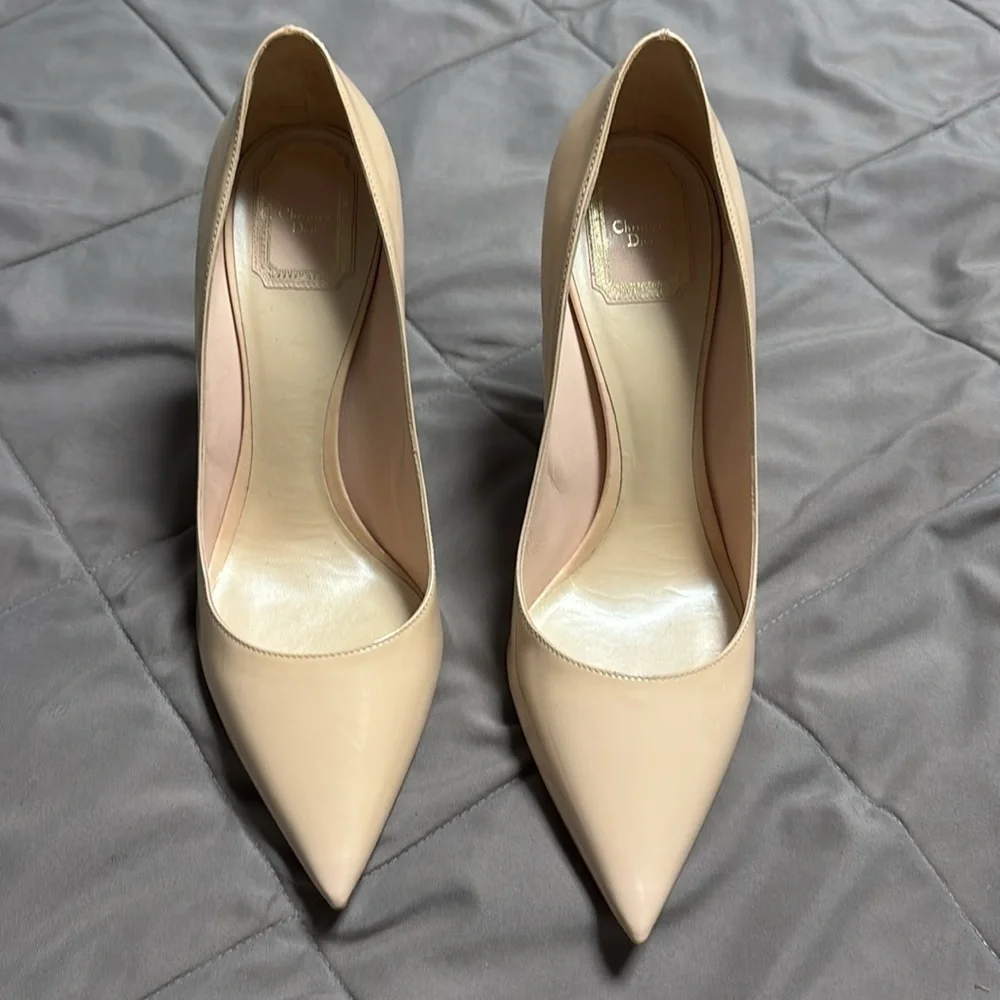 Christian Dior Elegant Essence Pointed Toe Nude Stiletto Heels Size 41