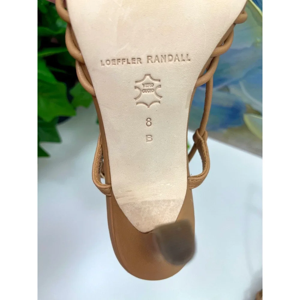 Loeffler Randall Mareka Leather Strappy Slingback Stiletto Heels in Dune Size 8