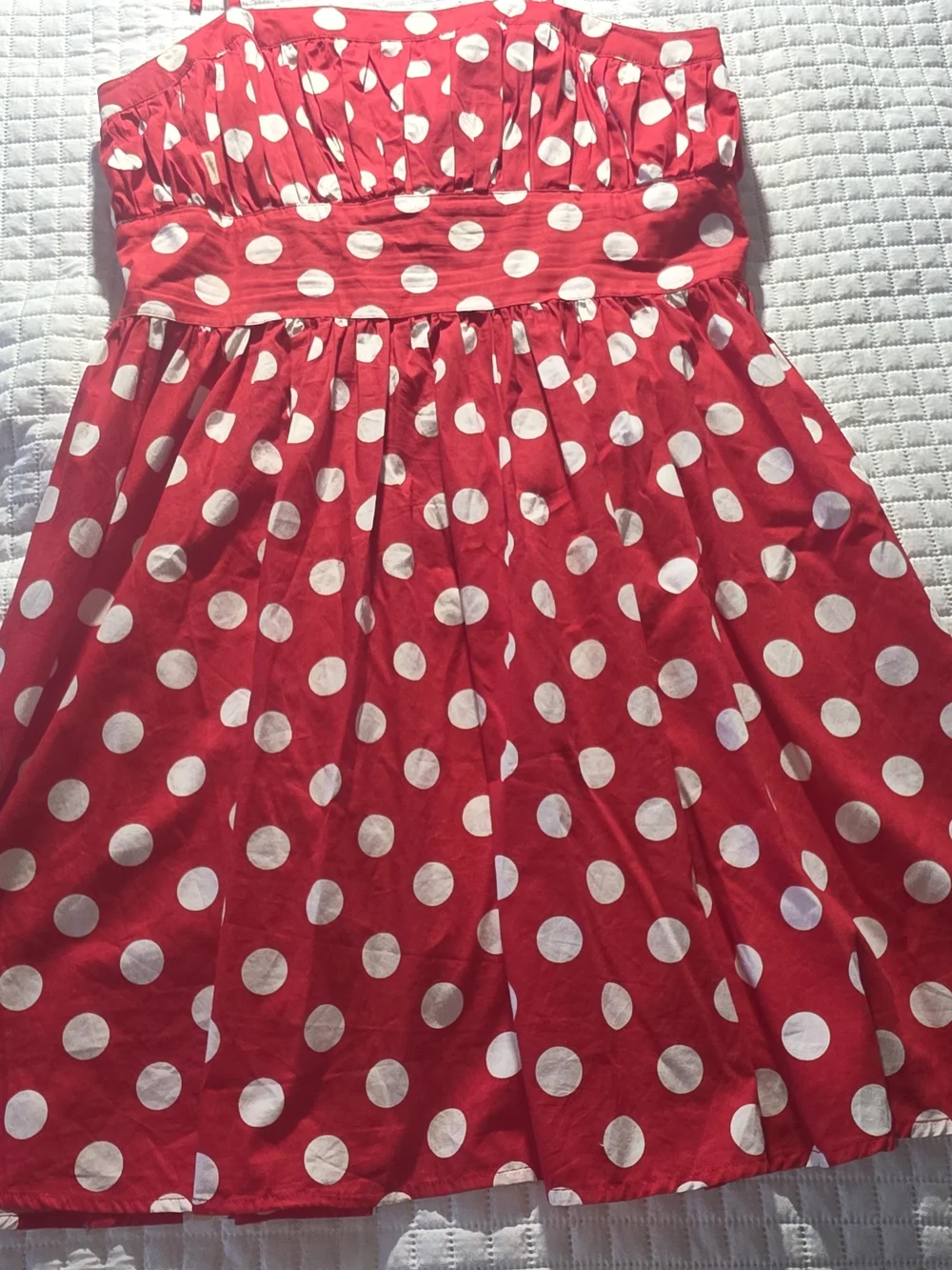 Womens Red and White Polka Dot Dress