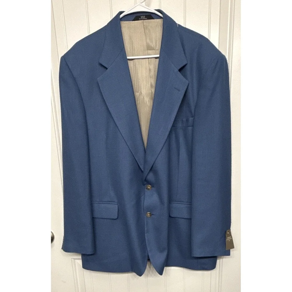 Men's NEW HAGGAR Blue 46 Reg Suit Jacket Sport Coat Blazer$120