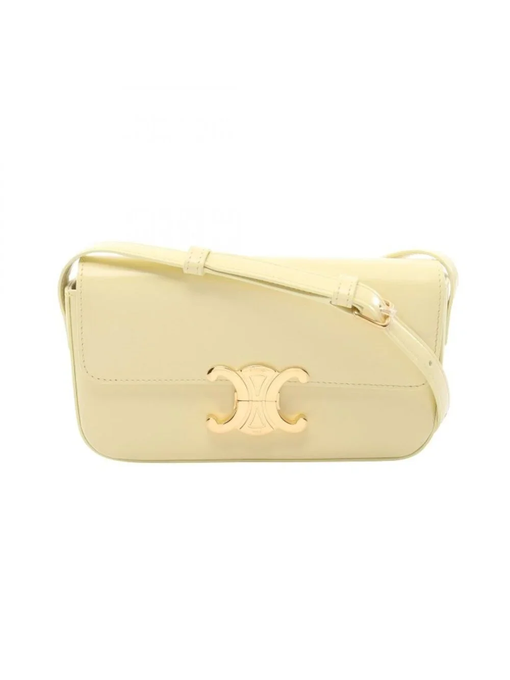 Celine Shoulder Bag Triomphe Light Yellow Leather