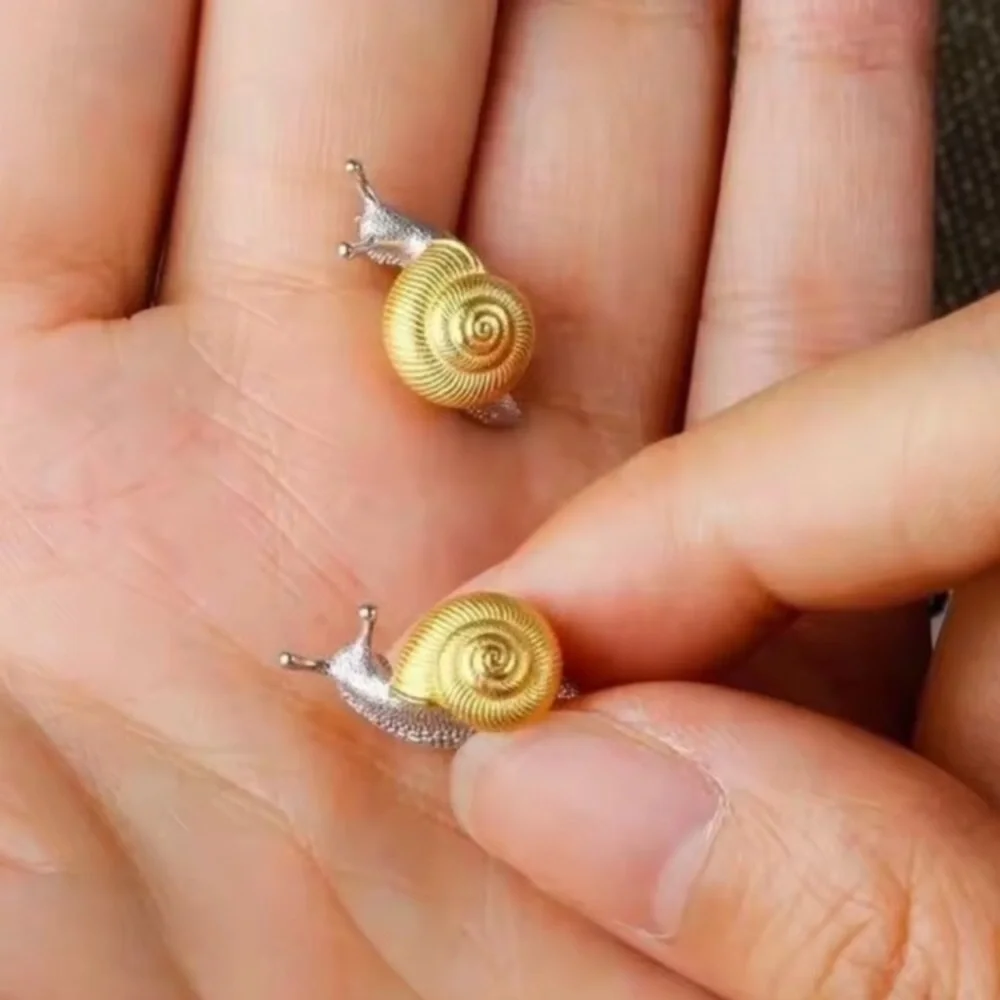 Petite Snail Gold Silver Earrings new 24k Gold Plated new