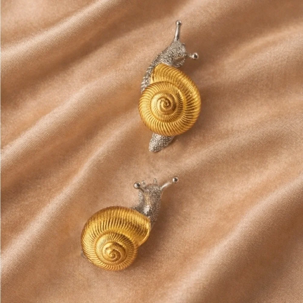 Petite Snail Gold Silver Earrings new 24k Gold Plated new