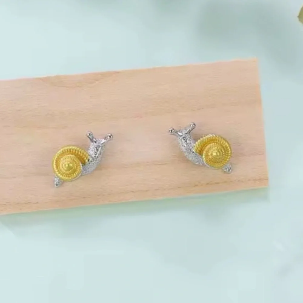 Petite Snail Gold Silver Earrings new 24k Gold Plated new