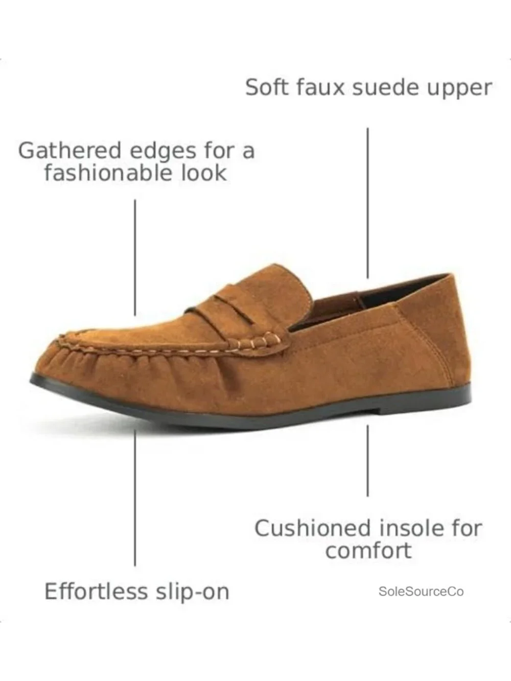 Penny Loafers for Women Faux Suede Slip On Flat Shoes Comfortable
