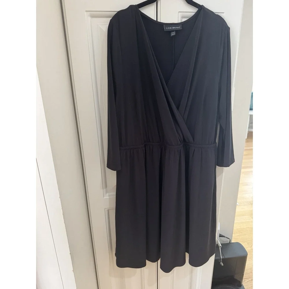 Womens Lane Bryant Black‎ Plus Size Dress Size 18/20 V Neck 3/4 Sleeve