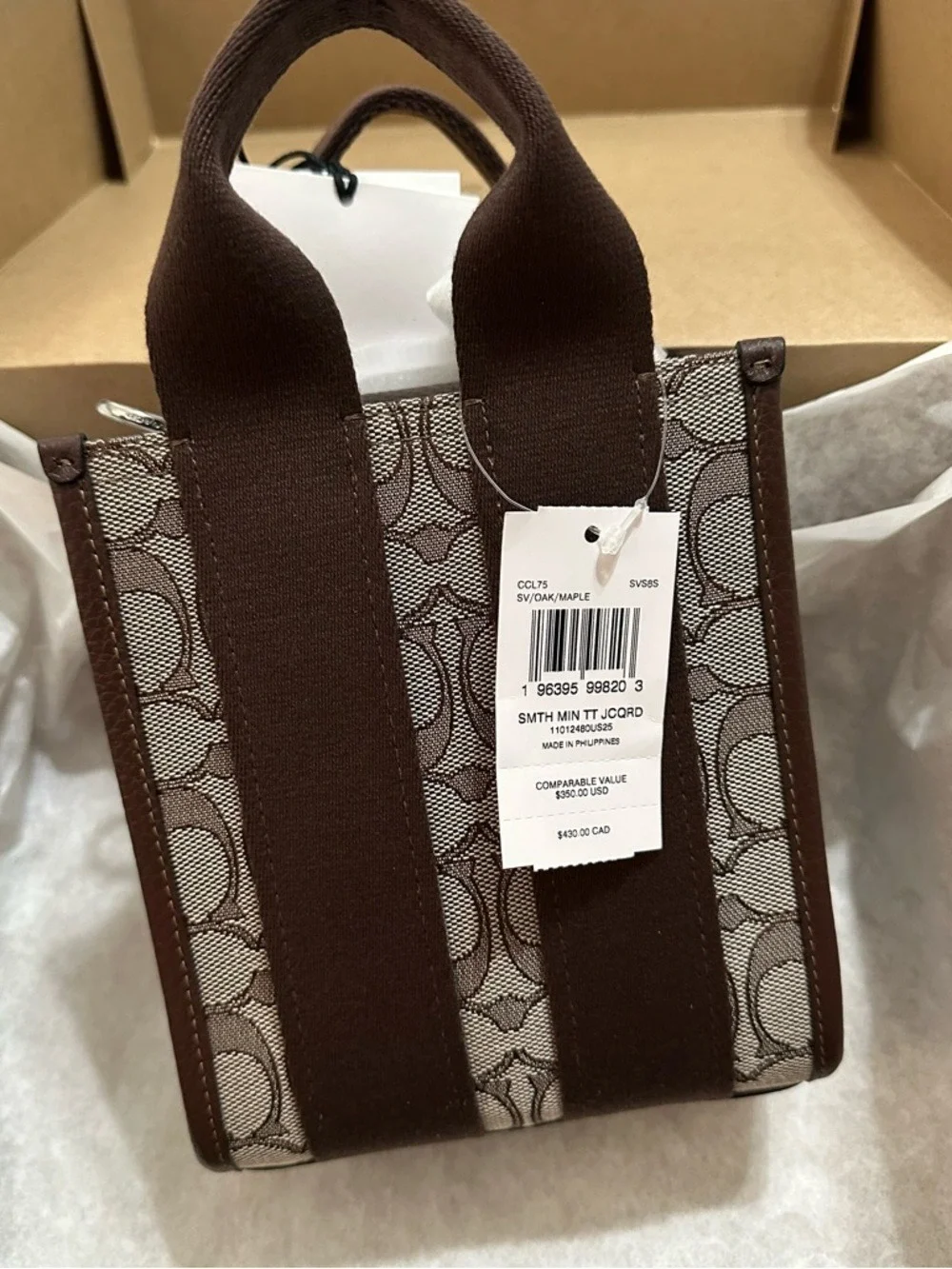 COACH MINI TOTE BAG SIGNATURE JACQUARD CROSSBODY NEW WITH BOX GIFT READY