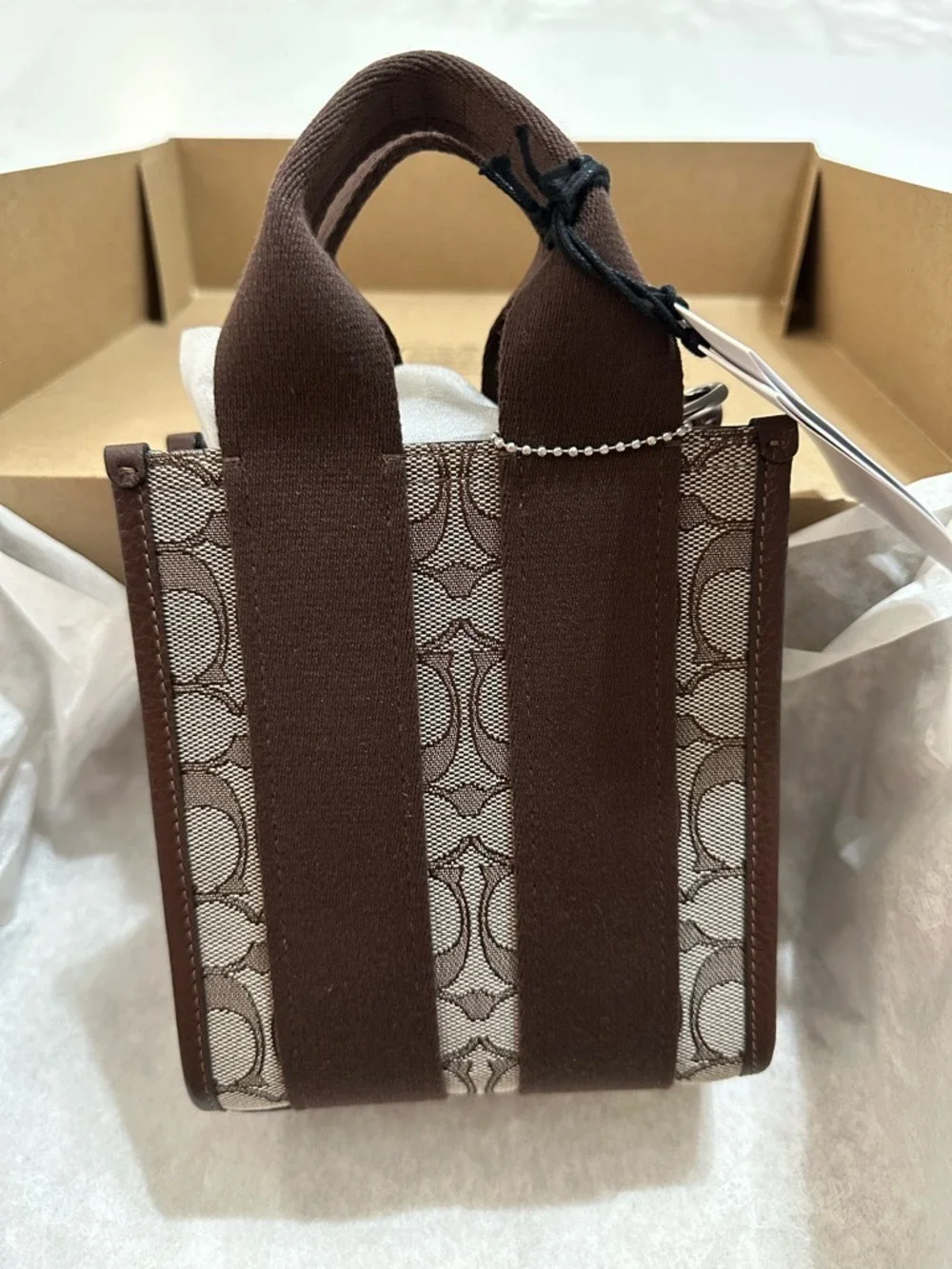 COACH MINI TOTE BAG SIGNATURE JACQUARD CROSSBODY NEW WITH BOX GIFT READY