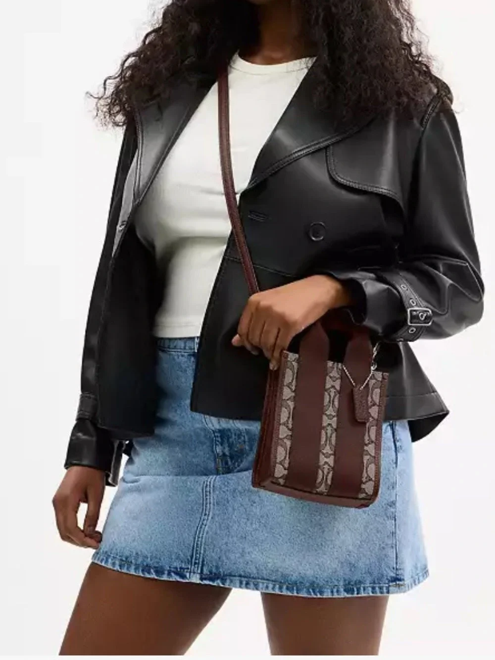 COACH MINI TOTE BAG SIGNATURE JACQUARD CROSSBODY NEW WITH BOX GIFT READY