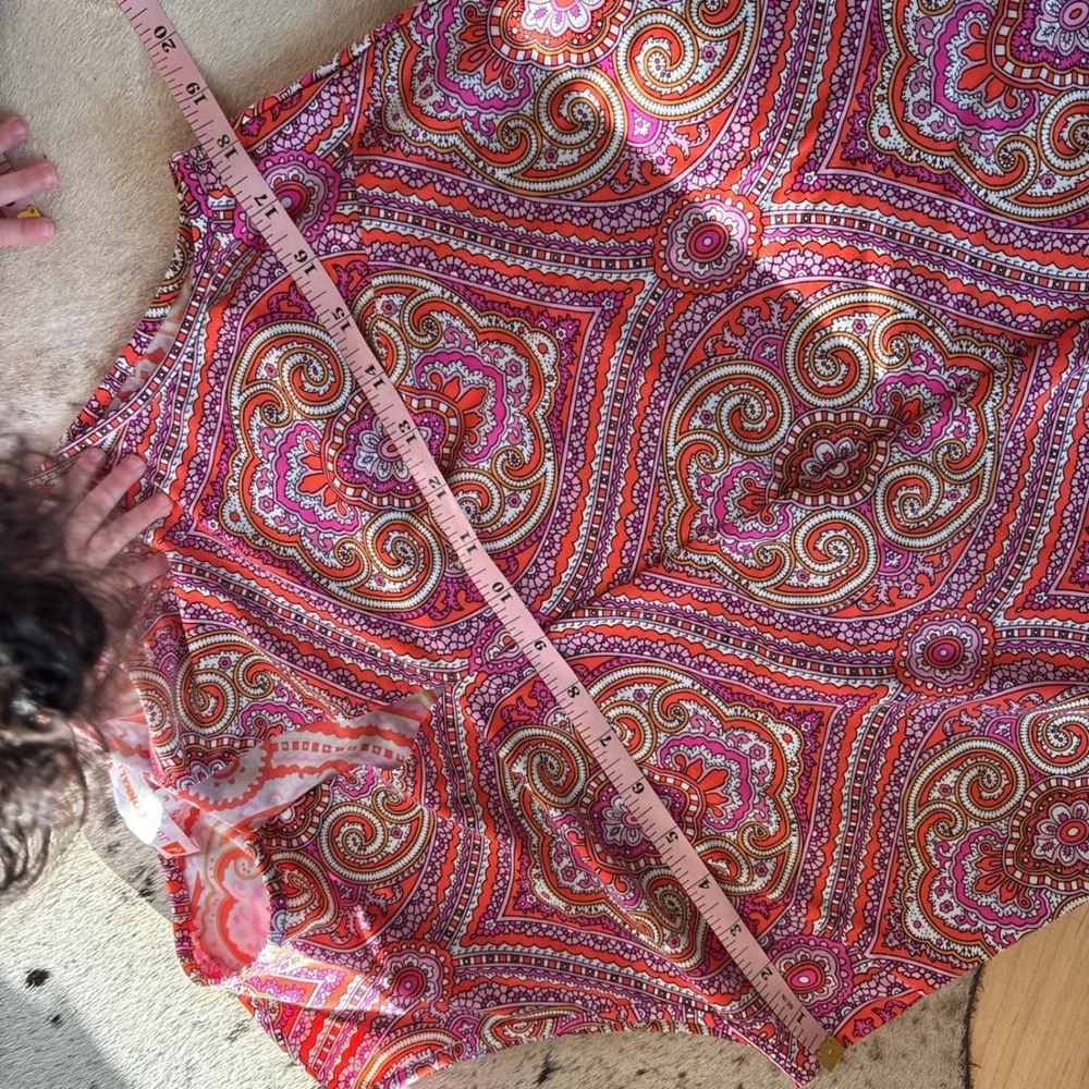 JUDE CONNALLY Sleeveless Shift Midi Dress In Paisley‎ Medallion Hot Pink Size M