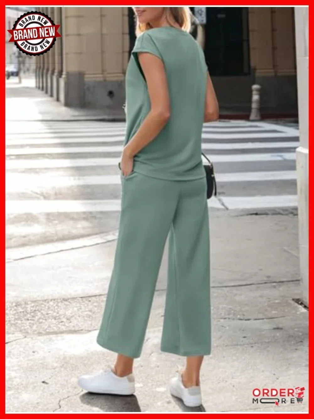 LILLUSORY 2 Piece Lounge Set V-Neck Top Wide Leg Pants Relaxed Fit