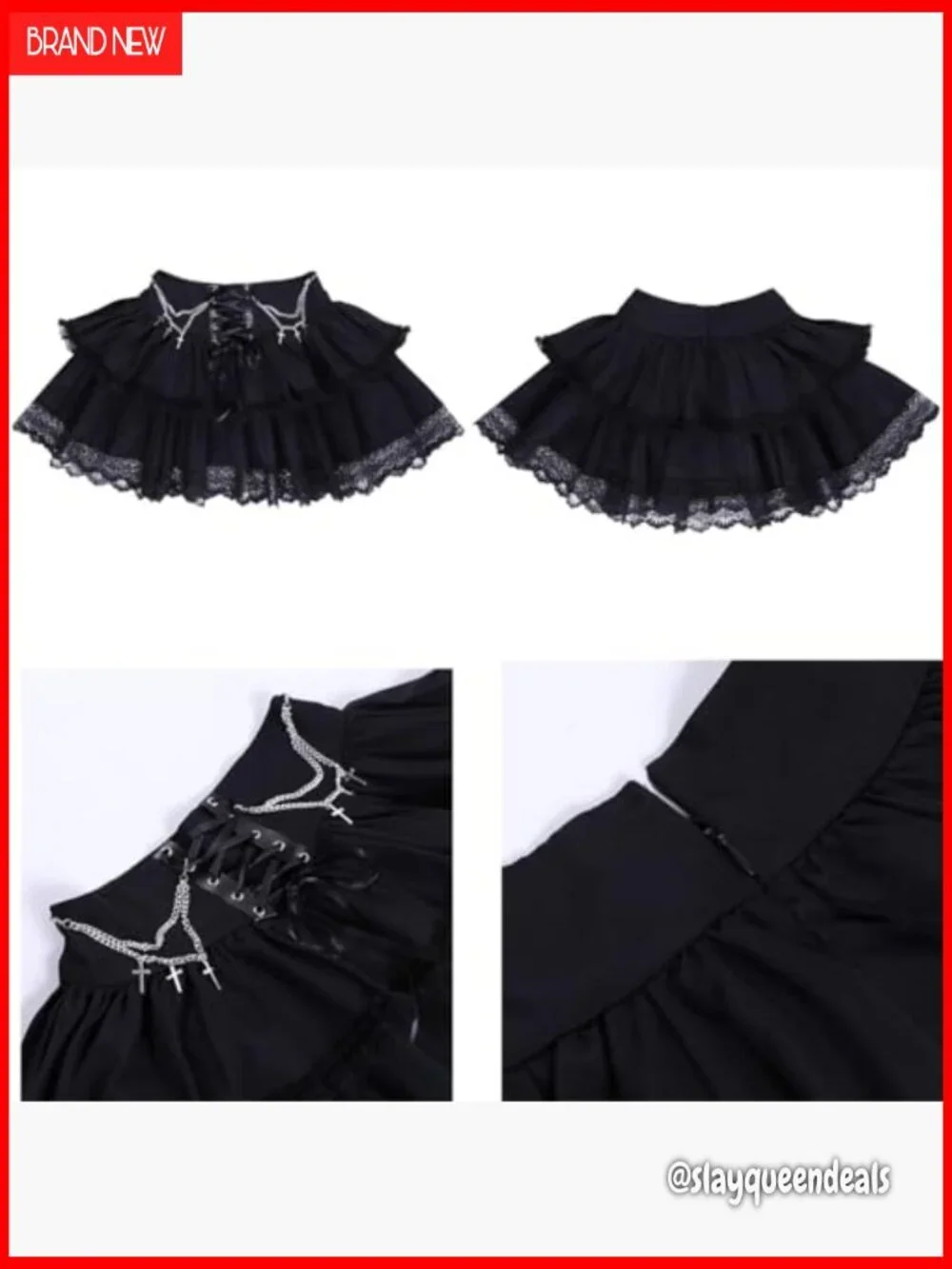 High Waist Pleated Mini Skirt Polyester Spandex Gothic Punk Grunge Style