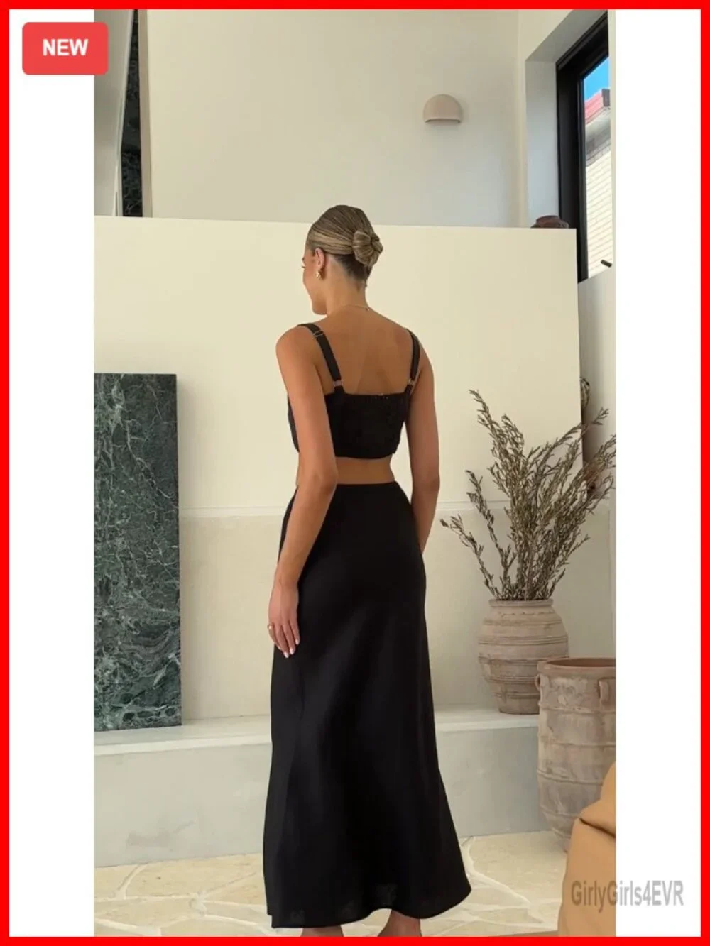 Linen Maxi Skirt with Lining Drawstring Flowy Flared A-Line