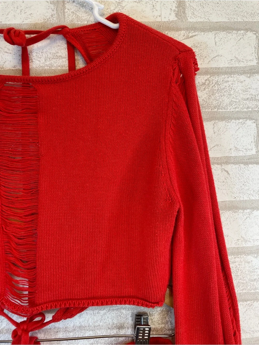 Lucy in the Sky Red Distressed Knit Two-Piece Dress Set Size L NWOT