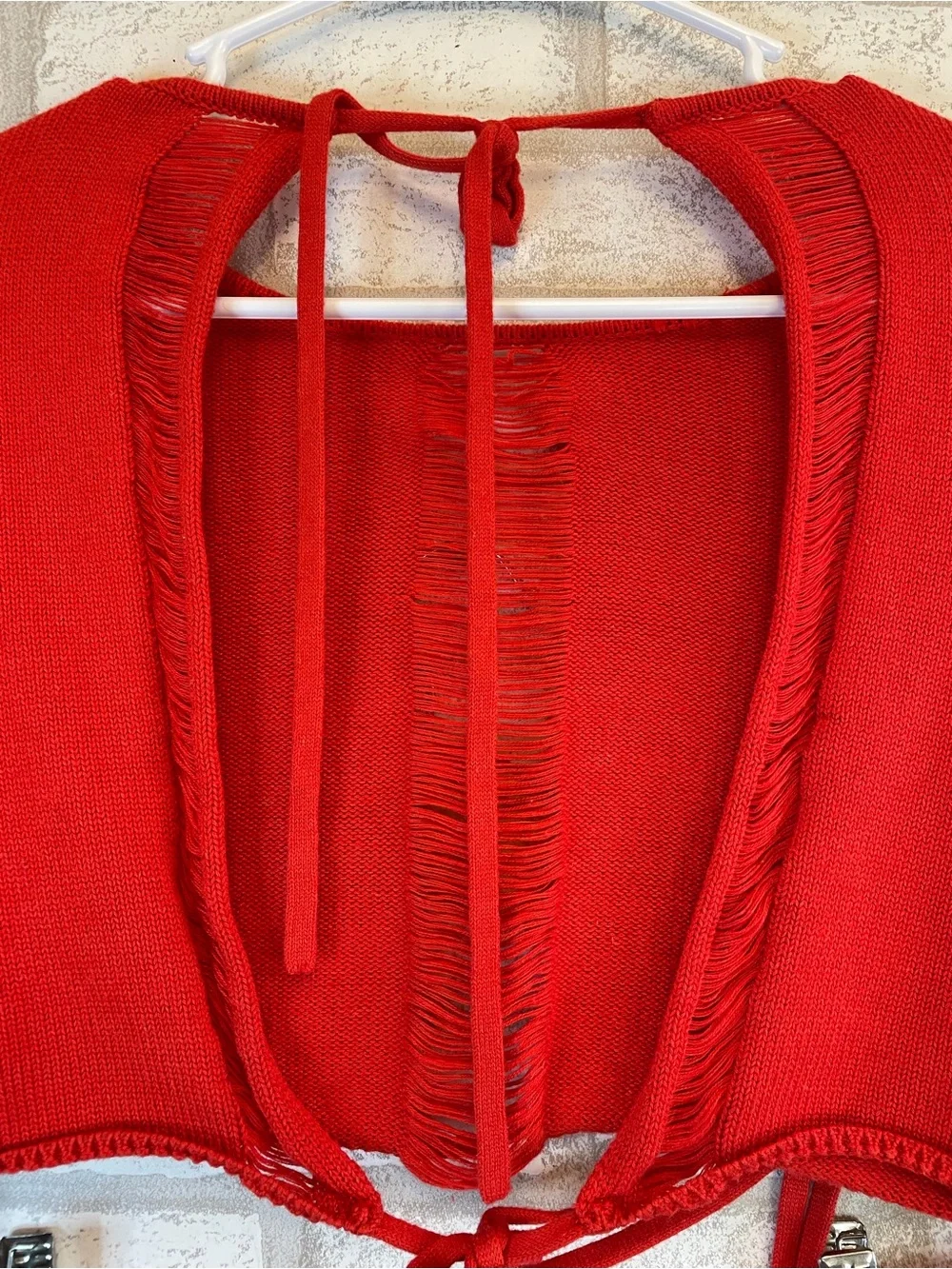 Lucy in the Sky Red Distressed Knit Two-Piece Dress Set Size L NWOT