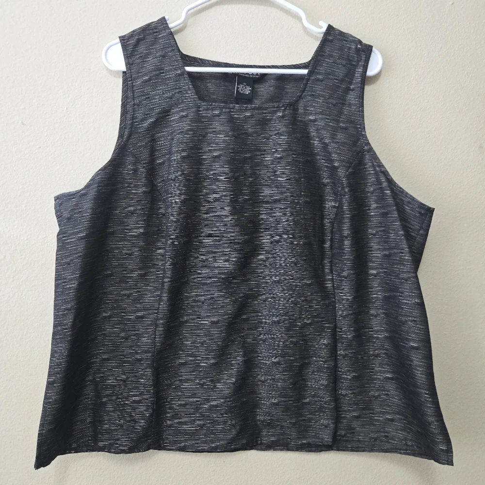 Womens Elevated Basic Minimalist 100% Silk Sleeveless Top Sz‎ 1X Square Neckline