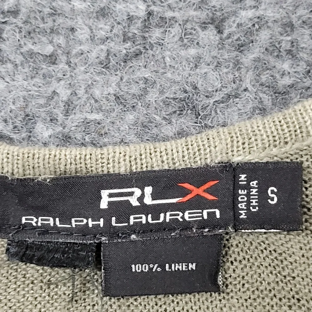 RLX Ralph Lauren Tank Top Womens Size S Olive Green Linen Knit Pocket Sleeveless