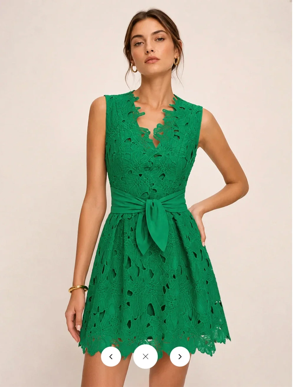 NWT Commense Crochet Lace Belted Sleeveless Mini Dress Sz S