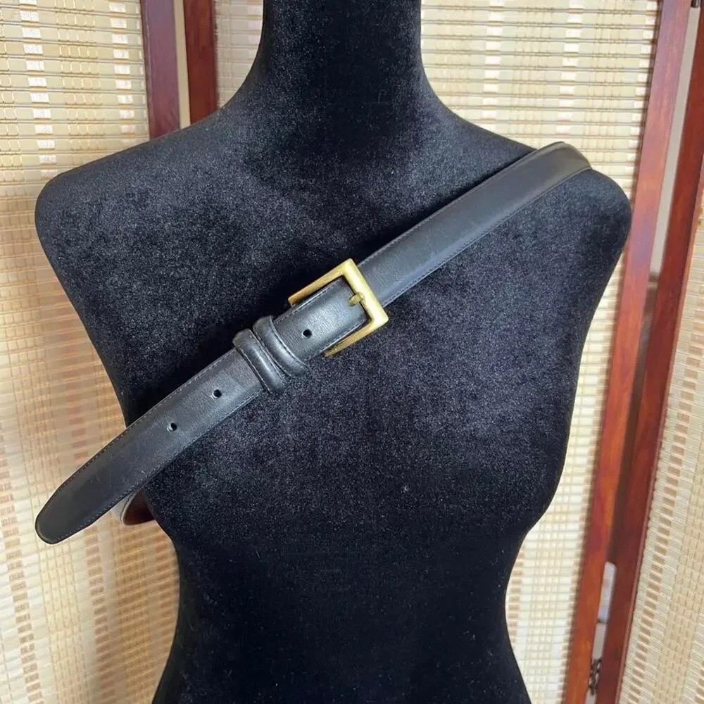 Vintage Coach Black Full-Grain Cowhide Brass Buckle Belt Size 40