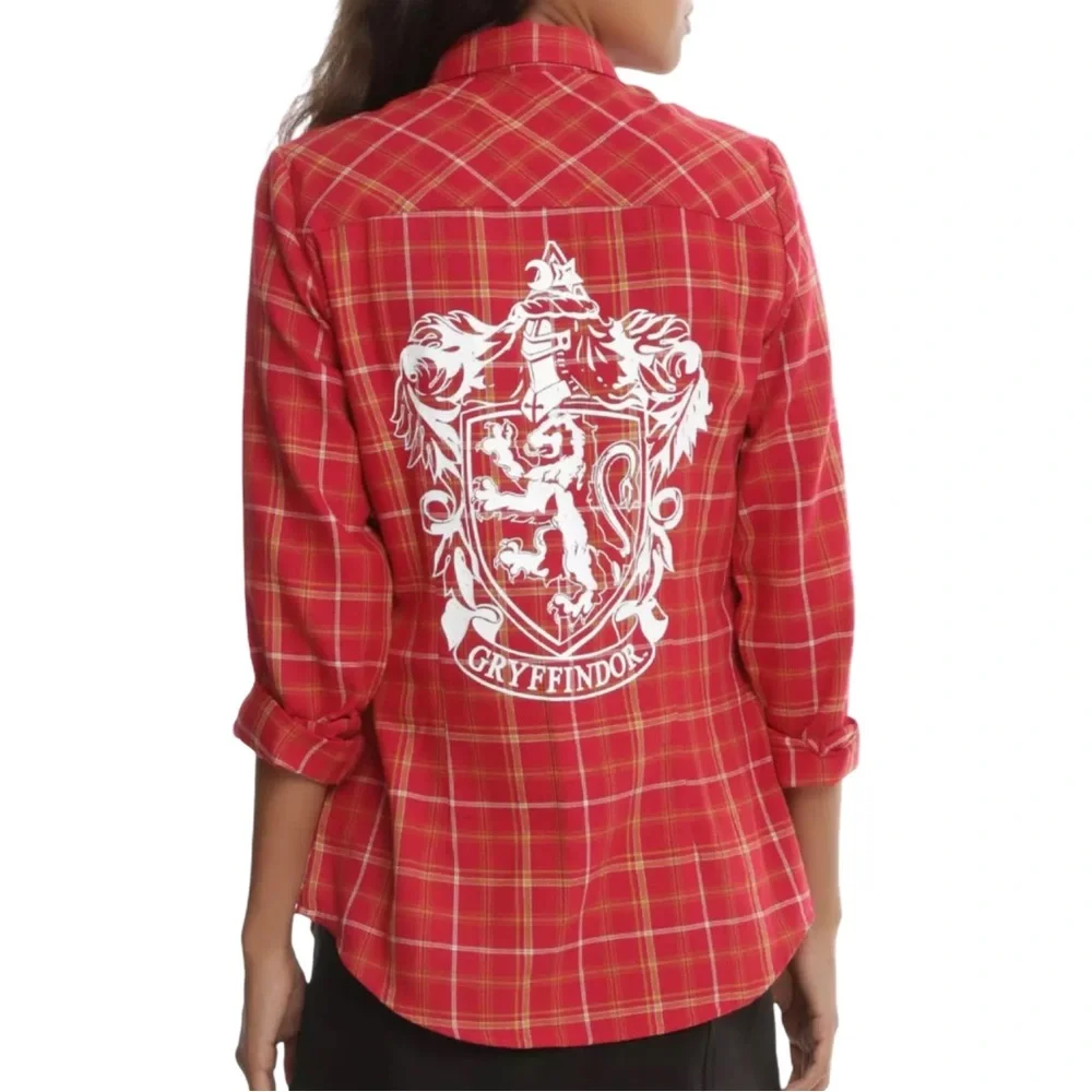 Harry Potter Torrid Gryffindor Red Cotton Plaid Button Up Shirt Large 12‎ EUC