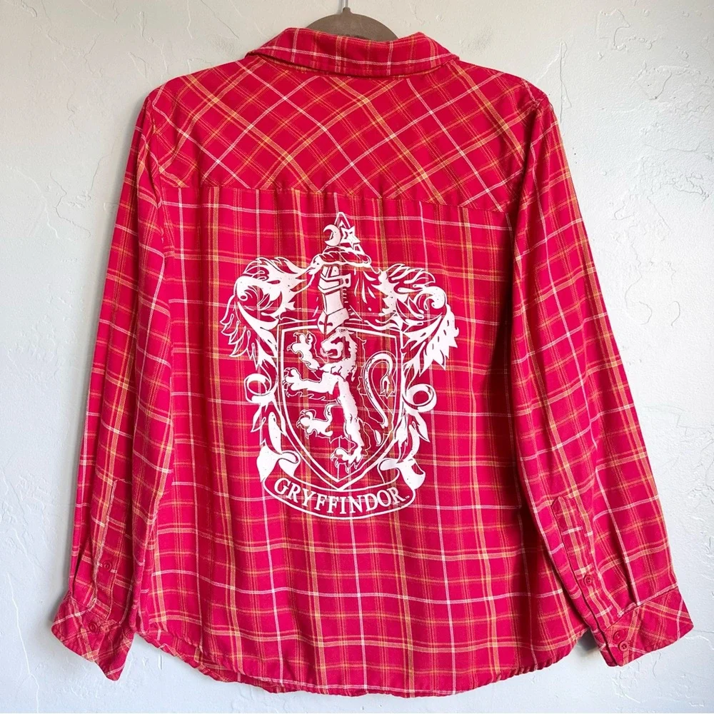Harry Potter Torrid Gryffindor Red Cotton Plaid Button Up Shirt Large 12‎ EUC