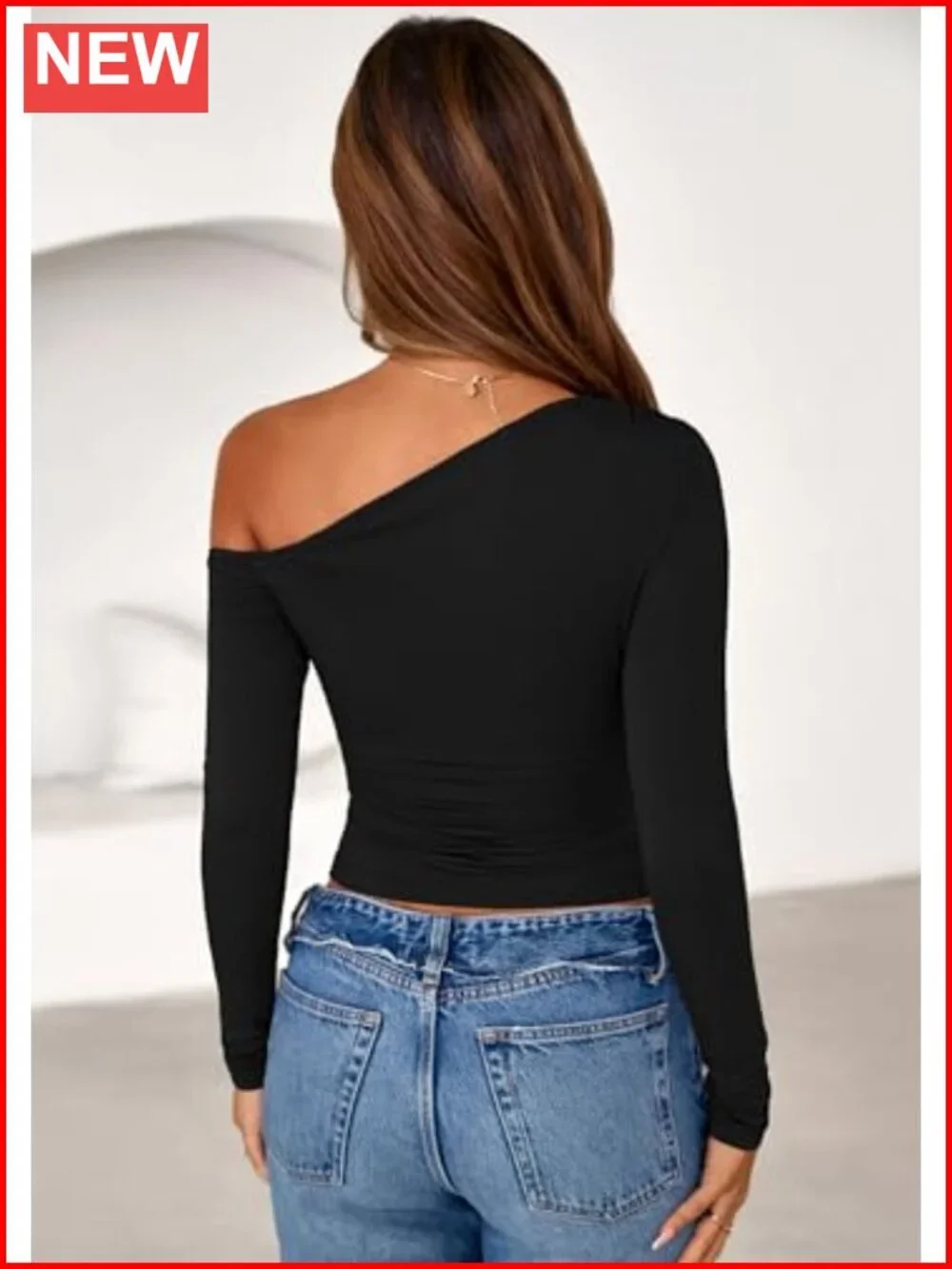 Women Off Shoulder Long Sleeve Fitted Top Y2K Going Out Blouse