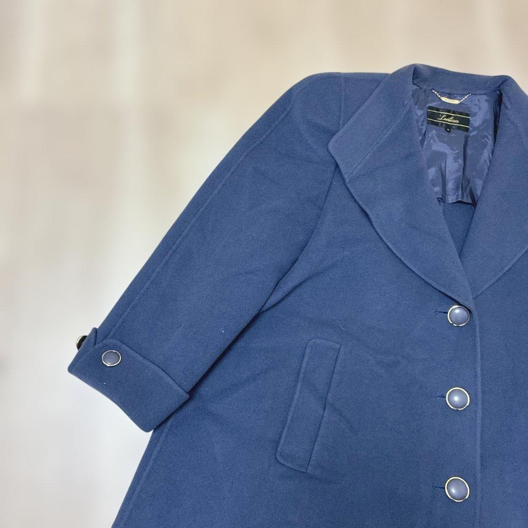 Leilian coat jacket, blue, solid, casual, wool, cashmere, size 9, long length