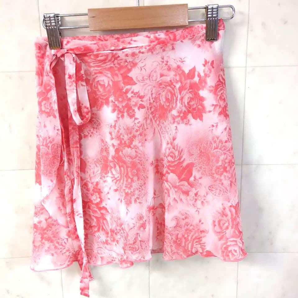 【Beautiful Condition】Sylvia Ballet Wrap Skirt, Floral Rose Pink, One Size
