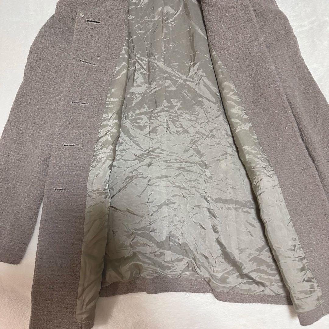 Pierre Cardin Round Collar A-Line Coat [9] Girly Gray Beige