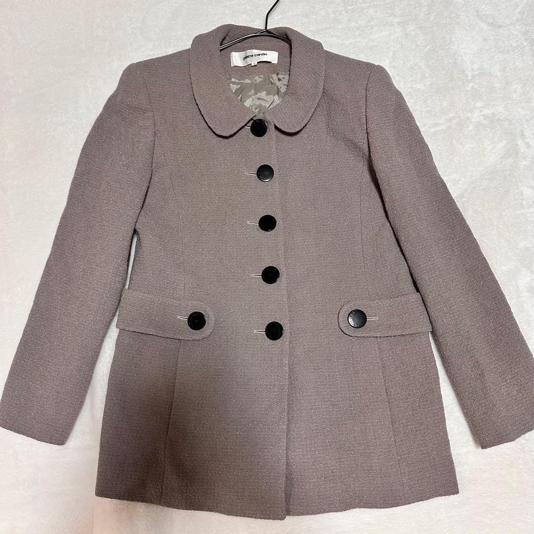 Pierre Cardin Round Collar A-Line Coat [9] Girly Gray Beige