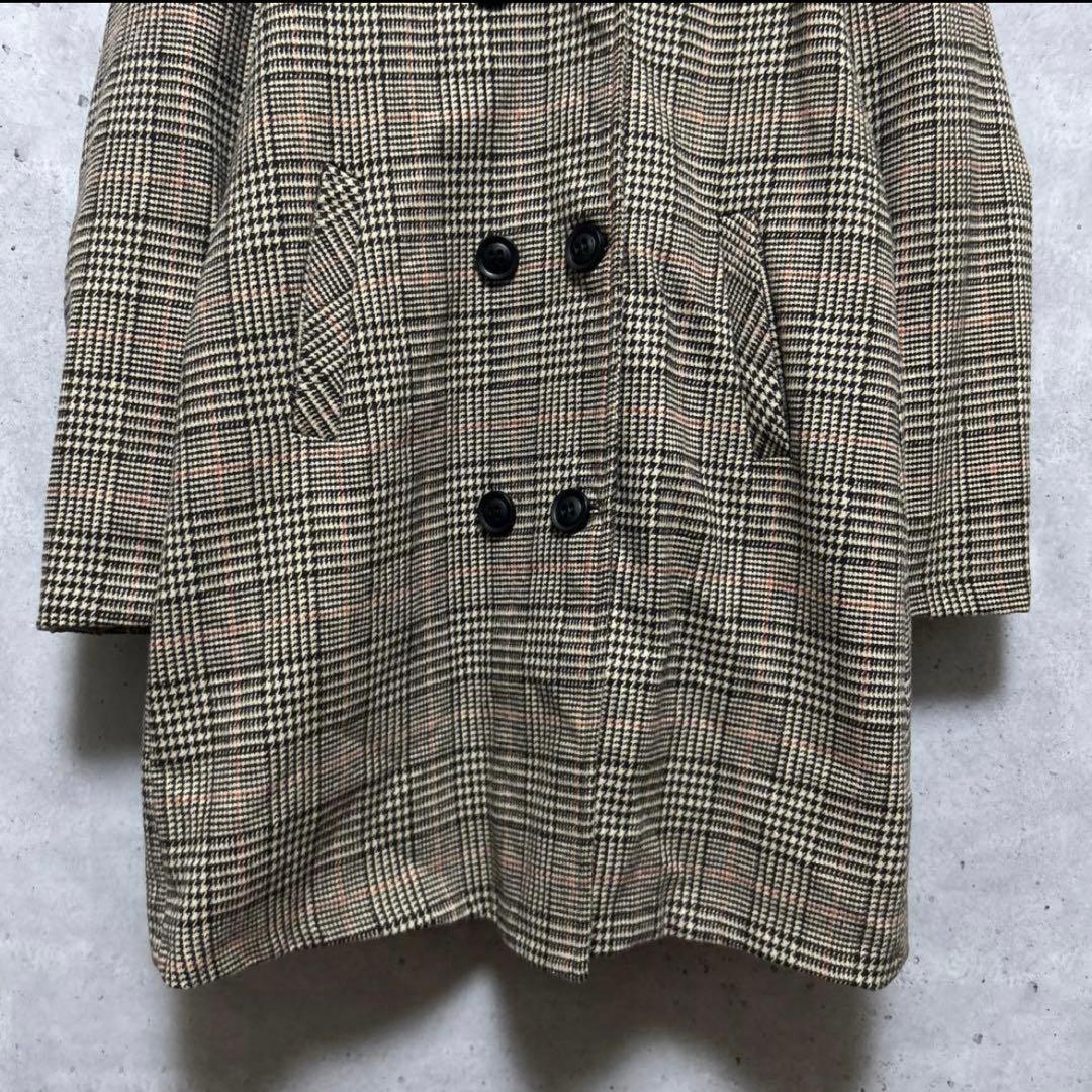 【SHEIN】Glen Plaid Chester Coat Brown M Size