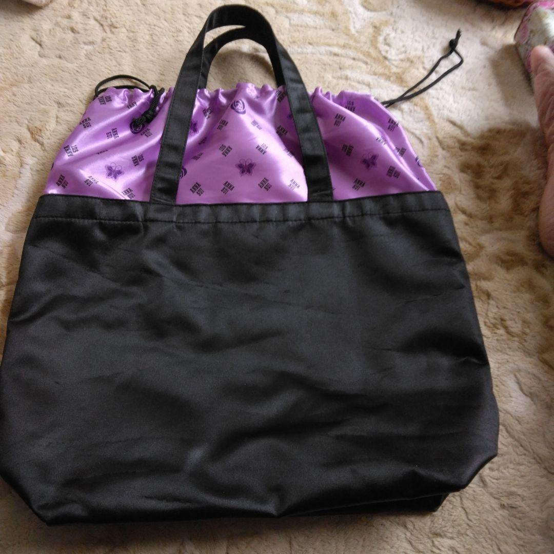 ANNA SUI Floral Tote Bag Black and Purple