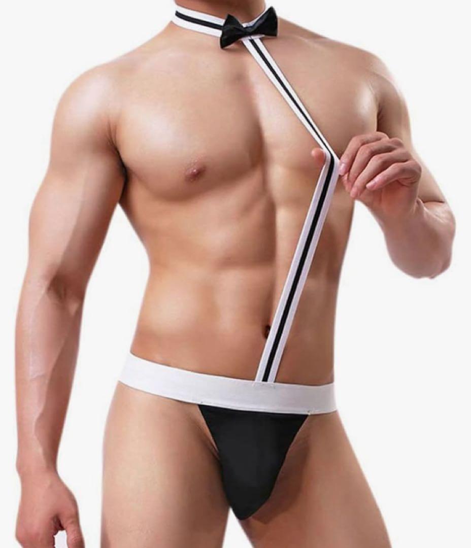 Men's Costume Cosplay T-back Bodysuit Black for Men