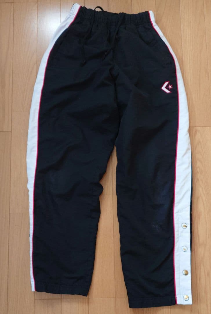 Converse Jersey Pants - Black/White/Red with Side Buttons