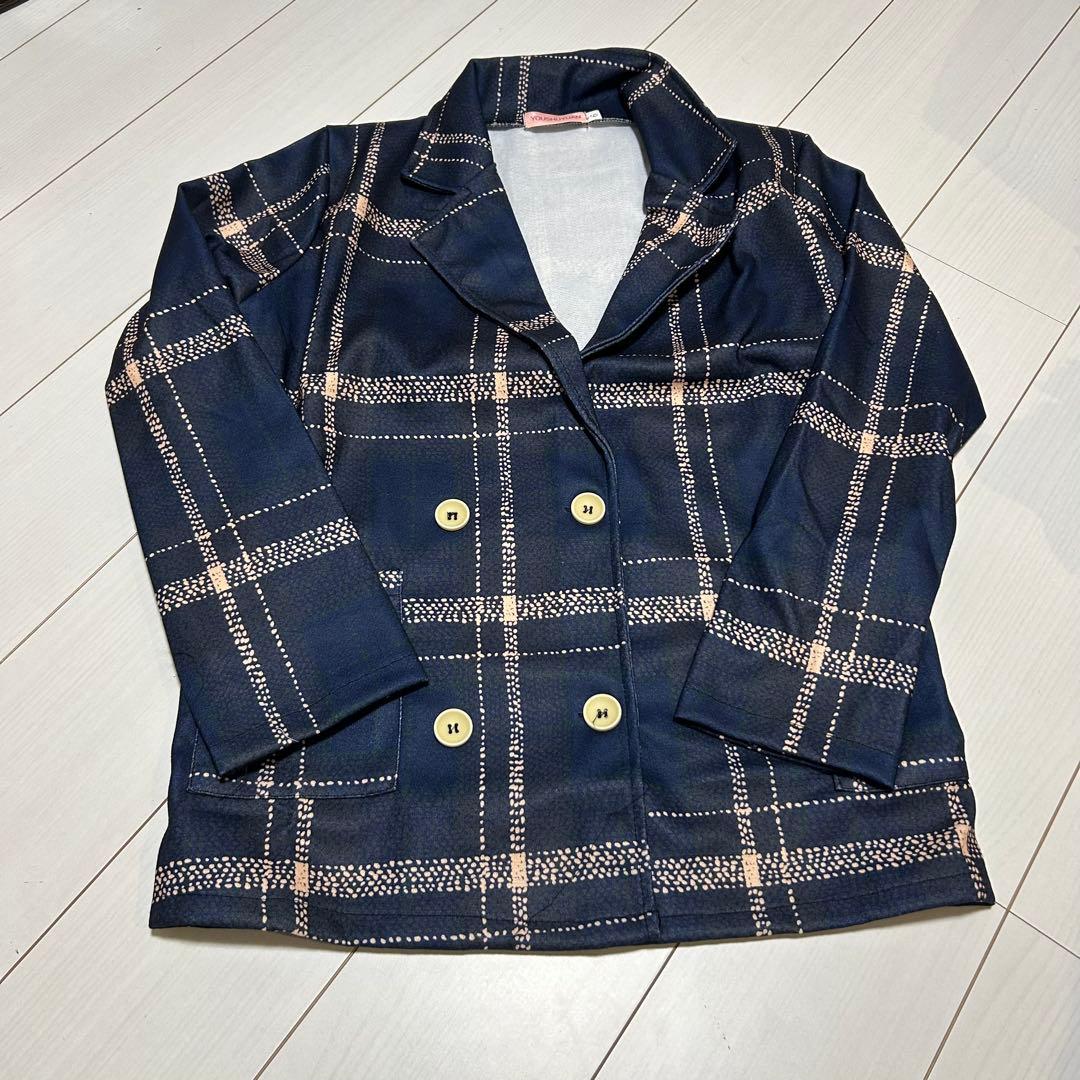 1071 Navy Plaid Coat Jacket Outerwear 4XL Loose Fit