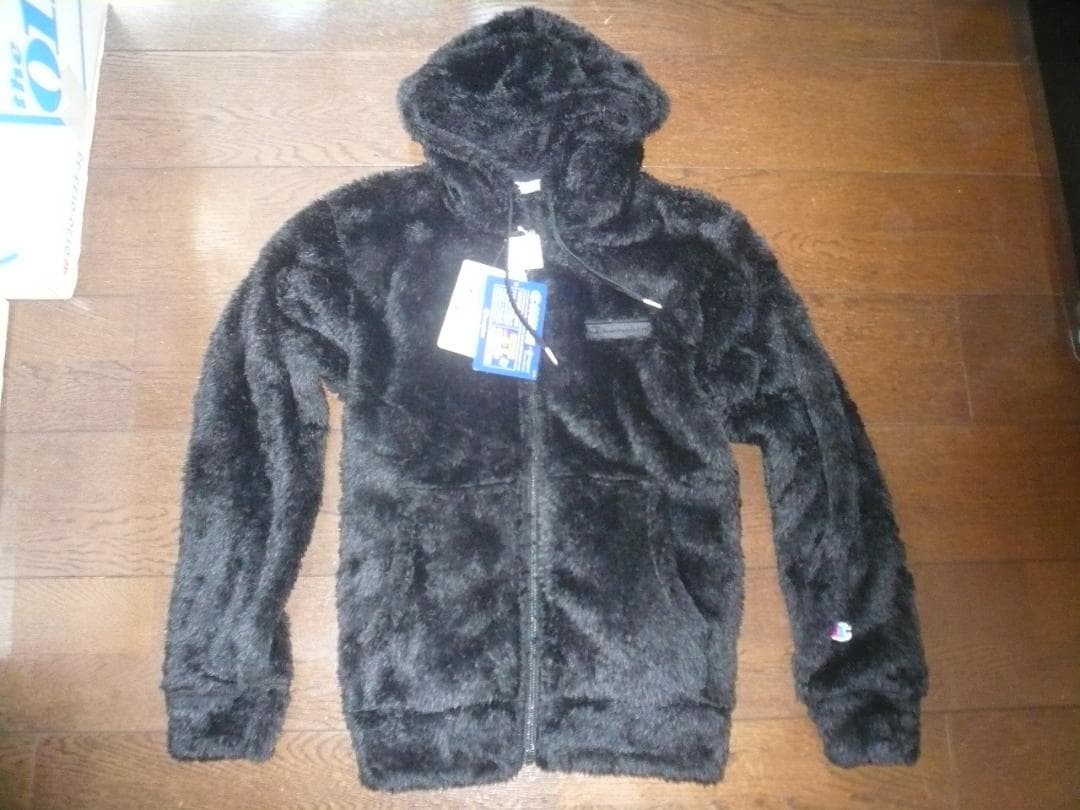 New! Champion Hooded Fleece Jacket Black M Boa Parka Blouson