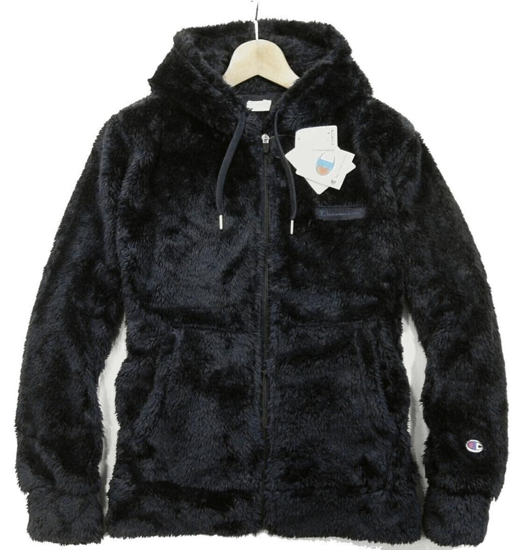 New! Champion Hooded Fleece Jacket Black M Boa Parka Blouson