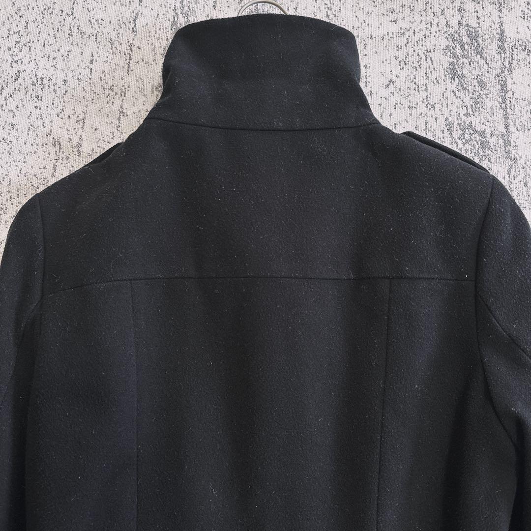 ZARA BASIC Coat Black Belted Stand Collar A-Line Autumn/Winter M