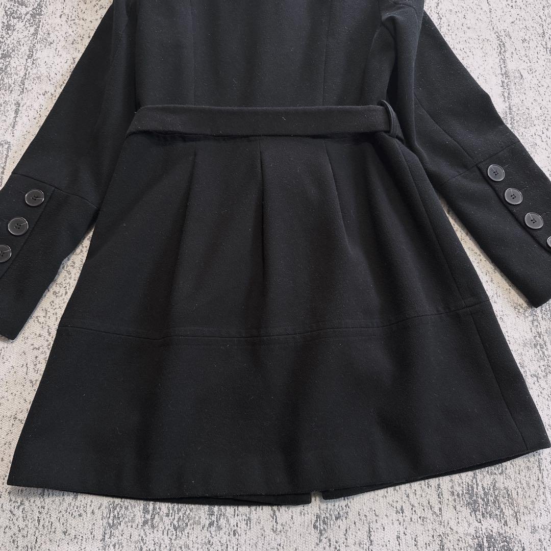 ZARA BASIC Coat Black Belted Stand Collar A-Line Autumn/Winter M