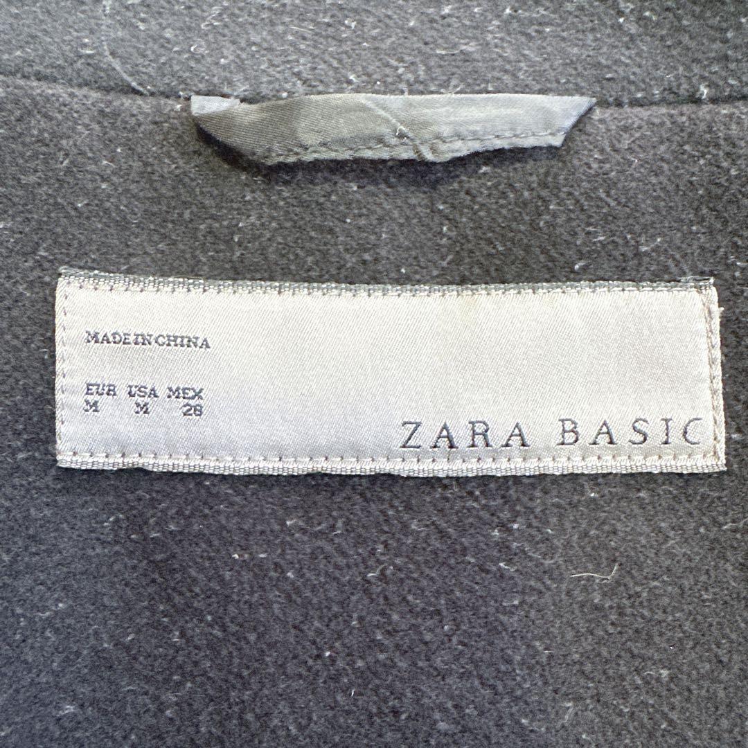 ZARA BASIC Coat Black Belted Stand Collar A-Line Autumn/Winter M